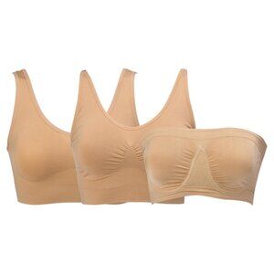 Rhonda Shear 3 Pack Best of Ahh Bra Size 3X Seamless Stretch Beige Lounge 638.32